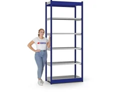 PROREGAL Fachbodenregal Stecksystem Vierkant-Profil Grundregal HxBxT 250 x 102,5 x 40 cm 6 Ebenen Einseitige Bauart Fachlast 200 kg Enzian