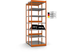PROREGAL Fachbodenregal Stecksystem Vierkant-Profil Grundregal HxBxT 300 x 102,5 x 60 cm 2x7 Ebenen Doppelseitige Bauart Fachlast 200 kg