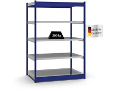 PROREGAL Fachbodenregal Stecksystem Vierkant-Profil Grundregal HxBxT 200 x 132,5 x 80 cm 5 Ebenen Einseitige Bauart Fachlast 200 kg Enzian