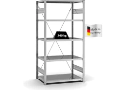 PROREGAL Fachbodenregal Stecksystem T-Profil Medium-Duty Grundregal HxBxT 200 x 100 x 60 cm 5 Ebenen Fachlast 240 kg Einseitig Nutzbar