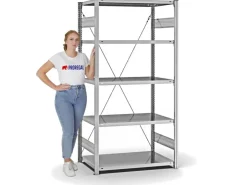 PROREGAL Fachbodenregal Stecksystem T-Profil Medium-Duty Grundregal HxBxT 200 x 100 x 60 cm 5 Ebenen Fachlast 240 kg Einseitig Nutzbar