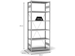 PROREGAL Fachbodenregal Stecksystem T-Profil Light-Duty Grundregal HxBxT 250 x 100 x 50 cm 6 Ebenen Fachlast 140 kg Einseitig Nutzbar