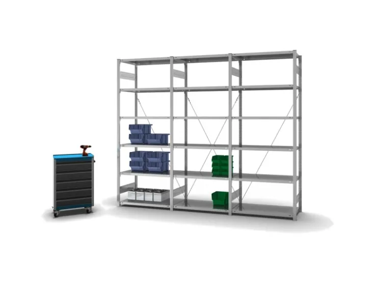PROREGAL Fachbodenregal Stecksystem T-Profil Light-Duty Grundregal HxBxT 250 x 100 x 50 cm 6 Ebenen Fachlast 140 kg Einseitig Nutzbar