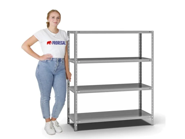 PROREGAL Fachbodenregal Schraubsystem Heavy-Duty Grundregal HxBxT 150 x 130 x 50 cm 4 Ebenen Fachlast 350 kg Beidseitig Nutzbar* Büroregale