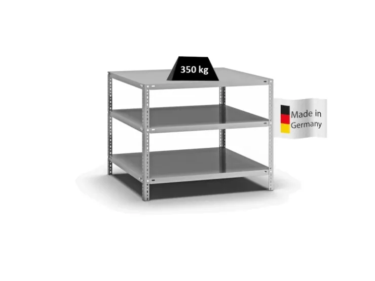 PROREGAL Fachbodenregal Schraubsystem Heavy-Duty Grundregal HxBxT 80 x 100 x 80 cm 3 Ebenen Fachlast 350 kg Beidseitig Nutzbar