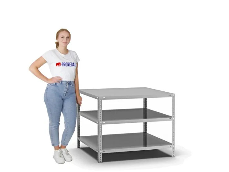 PROREGAL Fachbodenregal Schraubsystem Heavy-Duty Grundregal HxBxT 80 x 100 x 80 cm 3 Ebenen Fachlast 350 kg Beidseitig Nutzbar