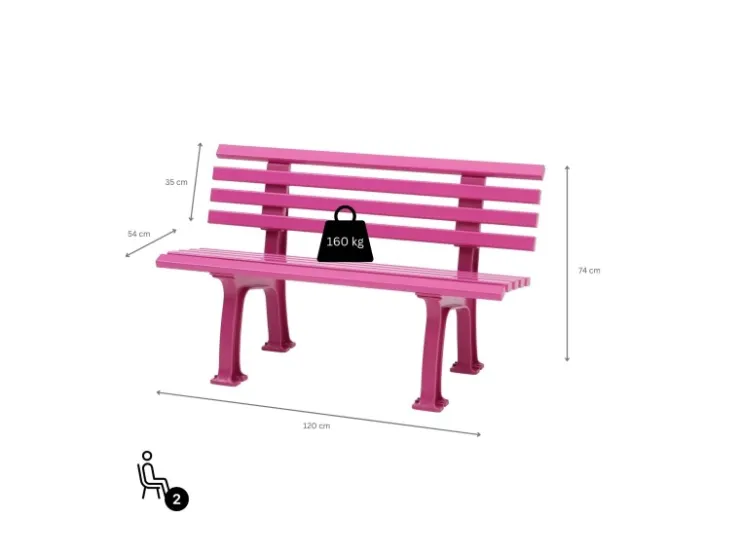 PROREGAL Gartenbank Antigua 2 Sitzer HxBxT 74 x 120 x 54 cm Witterungskunststoff & UV Beständiger Kunststoff Parkbank Sitzbank* Sitzbänke