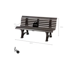 PROREGAL Gartenbank Jamaika 3 Sitzer HxBxT 80 x 150 x 64cm Witterungskunststoff & UV Beständiger Kunststoff Parkbank Sitzbank