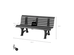 PROREGAL Gartenbank Jamaika 3 Sitzer HxBxT 80 x 150 x 64cm Witterungskunststoff & UV Beständiger Kunststoff Parkbank Sitzbank* Sitzbänke