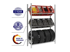 PROREGAL Getränkekisten- & Reifenregal Chiemsee Tire Made in Germany HxBxT 200 x 136 x 43,5 cm 6 Kisten auf 2 Ebenen & 4 Reifen Verzinkt* Weitere Regale