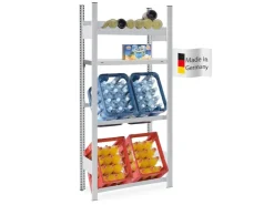 PROREGAL Getränkekisten- & Weinregal Chiemsee Vino HxBxT 175 x 81 x 33,5 cm 4 Kisten auf 2 Ebenen & 13 Flaschen auf 1 Ebene & Board Lichtgrau* Flaschenregale