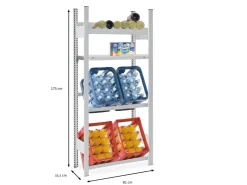 PROREGAL Getränkekisten- & Weinregal Chiemsee Vino HxBxT 175 x 81 x 33,5 cm 4 Kisten auf 2 Ebenen & 13 Flaschen auf 1 Ebene & Board Lichtgrau* Flaschenregale
