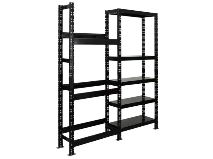 PROREGAL Getränkekistenregal Gaardasee HxBxT 180 x 160 x 30 cm 6 Kisten & 5 Boards Schwarz Freistehend Kistenständer Getränkeregal* Kellerregale