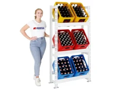 PROREGAL Getränkekistenregal Getränkeregal Tegernsee HxBxT 160 x 80 x 30 cm 6 Kästen* Regale Schwarz|Kellerregale
