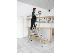 PROREGAL Haushaltsleiter Beidseitig Begehbar 2 x 4 Stufen* Klapptritte