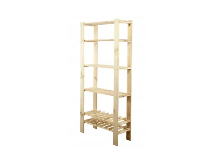 PROREGAL Holzregal Woodland HxBxT 166 x 80 x 50 cm Fachlast 120 kg 4 Fachboden & 2 Flaschenebenen Kiefernholz Natur* Holzregale