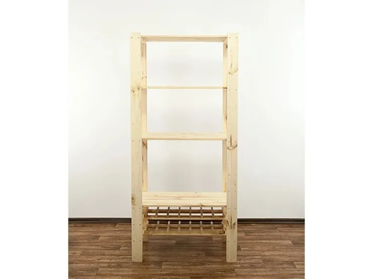 PROREGAL Holzregal Woodland HxBxT 166 x 80 x 50 cm Fachlast 120 kg 4 Fachboden & 2 Flaschenebenen Kiefernholz Natur* Holzregale