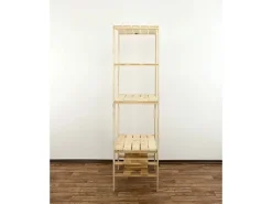 PROREGAL Holzregal Woodland HxBxT 166 x 80 x 50 cm Fachlast 120 kg 4 Fachboden & 2 Flaschenebenen Kiefernholz Natur* Holzregale