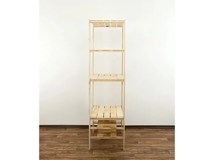PROREGAL Holzregal Woodland HxBxT 166 x 80 x 50 cm Fachlast 120 kg 4 Fachboden & 2 Flaschenebenen Kiefernholz Natur* Holzregale