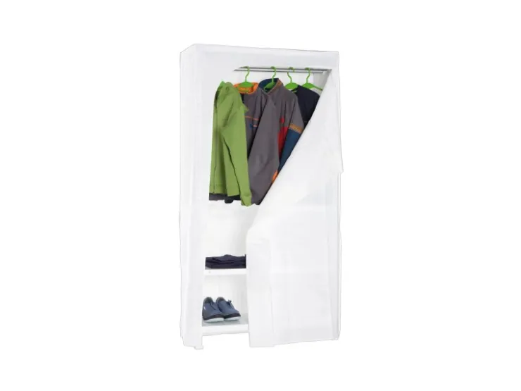 PROREGAL Kleiderregal Peacock mit Regalbezug HxBxT 200 x 100 x 50 cm Weiß Kleiderständer Garderobe Klamottenregal Stangenregal