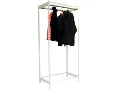 PROREGAL Kleiderstangenregal Metal Einzel HxBxT 200 x 90 x 50 cm Weiß Kleiderständer Garderobe Klamottenregal Stangenregal Regal* Garderoben