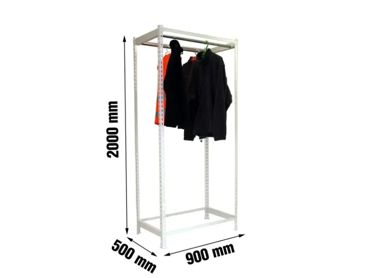PROREGAL Kleiderstangenregal Metal Einzel HxBxT 200 x 90 x 50 cm Weiß Kleiderständer Garderobe Klamottenregal Stangenregal Regal* Garderoben