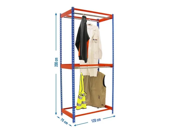 PROREGAL Kleiderstangenregal Metal Doppel HxBxT 200 x 120 x 75 cm Blau/Orange Kleiderständer Garderobe Klamottenregal Stangenregal Regal* Garderoben