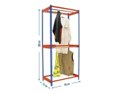 PROREGAL Kleiderstangenregal Metal Doppel HxBxT 200 x 90 x 75 cm Blau/Orange Kleiderständer Garderobe Klamottenregal Stangenregal Regal