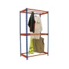 PROREGAL Kleiderstangenregal Metal Doppel HxBxT 250 x 90 x 75 cm Blau/Orange Kleiderständer Garderobe Klamottenregal Stangenregal Regal