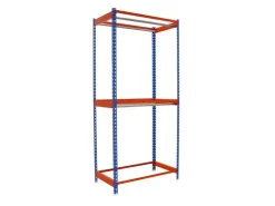 PROREGAL Kleiderstangenregal Metal Doppel HxBxT 250 x 90 x 75 cm Blau/Orange Kleiderständer Garderobe Klamottenregal Stangenregal Regal
