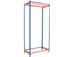PROREGAL Kleiderstangenregal Metal Einzel HxBxT 200 x 120 x 50 cm Blau/Orange Kleiderständer Garderobe Klamottenregal Stangenregal Regal* Metallregale|Garderoben