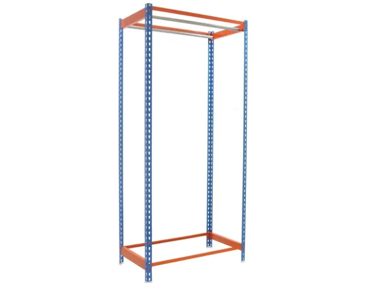 PROREGAL Kleiderstangenregal Metal Einzel HxBxT 200 x 120 x 50 cm Blau/Orange Kleiderständer Garderobe Klamottenregal Stangenregal Regal* Metallregale|Garderoben