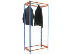PROREGAL Kleiderstangenregal Metal Einzel HxBxT 200 x 90 x 50 cm Blau/Orange Kleiderständer Garderobe Klamottenregal Stangenregal Regal* Garderoben
