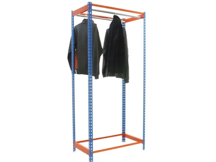 PROREGAL Kleiderstangenregal Metal Einzel HxBxT 200 x 90 x 50 cm Blau/Orange Kleiderständer Garderobe Klamottenregal Stangenregal Regal* Garderoben