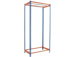 PROREGAL Kleiderstangenregal Metal Einzel HxBxT 200 x 90 x 50 cm Blau/Orange Kleiderständer Garderobe Klamottenregal Stangenregal Regal* Garderoben