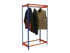 PROREGAL Kleiderstangenregal Metal Einzel HxBxT 150 x 90 x 50 cm Blau/Orange Kleiderständer Garderobe Klamottenregal Stangenregal Regal* Garderoben