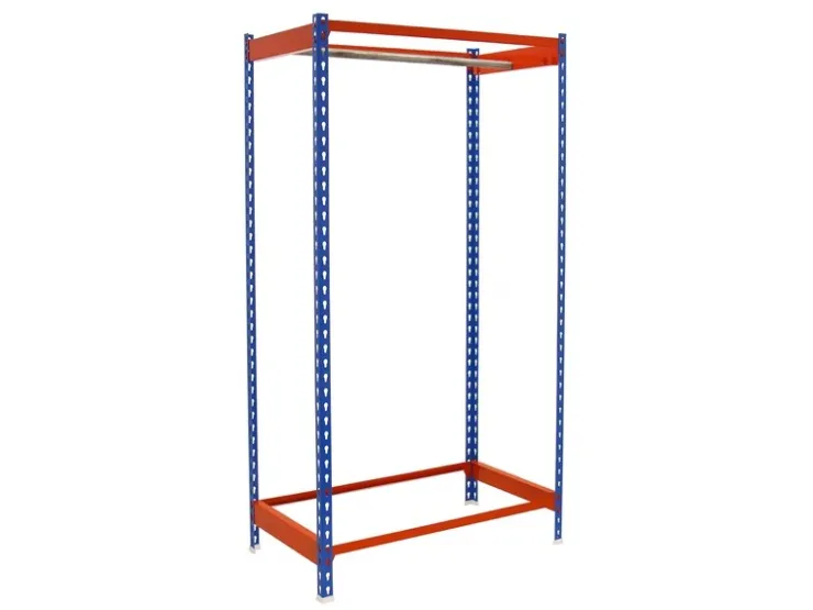 PROREGAL Kleiderstangenregal Metal Einzel HxBxT 150 x 90 x 50 cm Blau/Orange Kleiderständer Garderobe Klamottenregal Stangenregal Regal* Garderoben