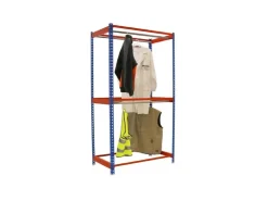 PROREGAL Kleiderstangenregal Metal Doppel HxBxT 300 x 90 x 75 cm Blau/Orange Kleiderständer Garderobe Klamottenregal Stangenregal Regal* Garderoben