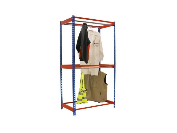 PROREGAL Kleiderstangenregal Metal Doppel HxBxT 300 x 90 x 75 cm Blau/Orange Kleiderständer Garderobe Klamottenregal Stangenregal Regal* Garderoben