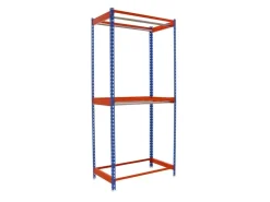 PROREGAL Kleiderstangenregal Metal Doppel HxBxT 300 x 90 x 75 cm Blau/Orange Kleiderständer Garderobe Klamottenregal Stangenregal Regal* Garderoben