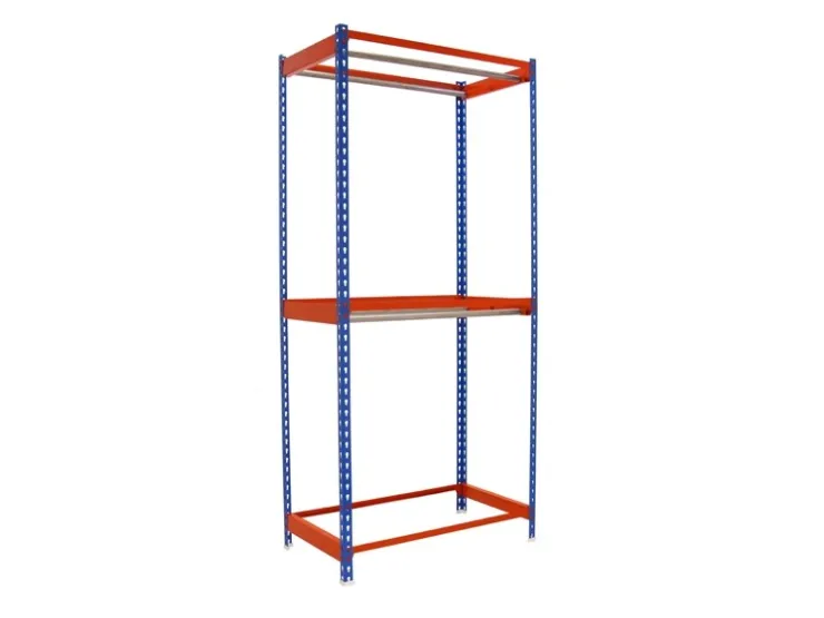 PROREGAL Kleiderstangenregal Metal Doppel HxBxT 300 x 90 x 75 cm Blau/Orange Kleiderständer Garderobe Klamottenregal Stangenregal Regal* Garderoben