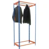 PROREGAL Kleiderstangenregal Metal Einzel HxBxT 250 x 120 x 50 cm Blau/Orange Kleiderständer Garderobe Klamottenregal Stangenregal Regal