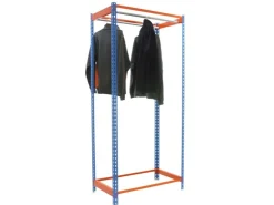 PROREGAL Kleiderstangenregal Metal Einzel HxBxT 250 x 120 x 50 cm Blau/Orange Kleiderständer Garderobe Klamottenregal Stangenregal Regal