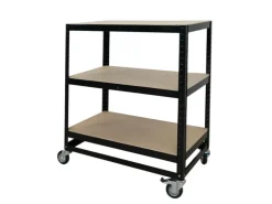 PROREGAL Kommissionierwagen BÜFFEL Fahrbares Kommissionierregal 100x90x50cm 3 Ebenen Fachlast 50kg 2x Mit Feststellbremse Schwarz* Regale Schwarz