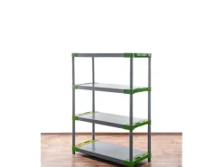 PROREGAL Kunststoffregal Grey Bear Low HxBxT 138 x 90 x 46 cm Fachlast 120 kg Grau/Grün