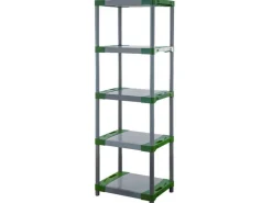 PROREGAL Kunststoffregal Grey Bear Tall HxBxT 180 x 70 x 46 cm Fachlast 120 kg Grau/Grün