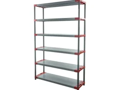 PROREGAL Kunststoffregal Big Grey Bear Extra-Tall HxBxT 220 x 140 x 46 cm Fachlast 120 kg Grau/Rot