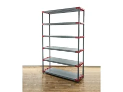 PROREGAL Kunststoffregal Big Grey Bear Extra-Tall HxBxT 220 x 140 x 46 cm Fachlast 120 kg Grau/Rot