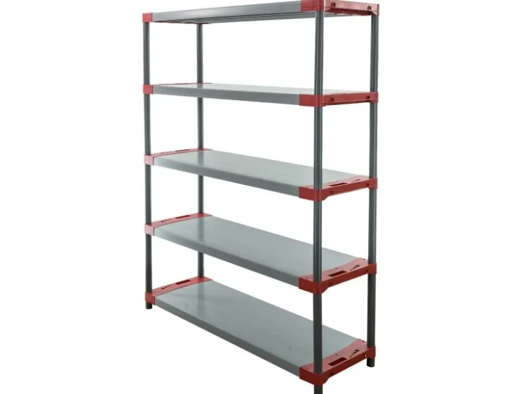 PROREGAL Kunststoffregal Big Grey Bear Tall HxBxT 180 x 150 x 46 cm Fachlast 120 kg Grau/Rot* Kunststoffregale