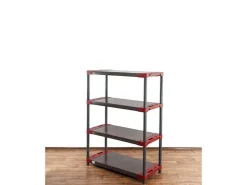 PROREGAL Kunststoffregal Grey Bear Low HxBxT 138 x 120 x 46 cm Fachlast 120 kg Grau/Rot